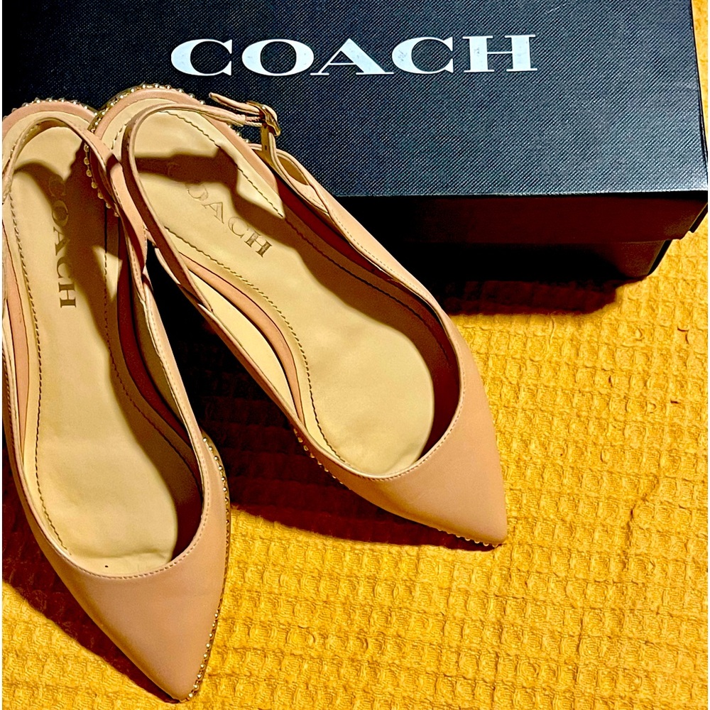 Coach Vae Leather Slingback Flat- Nude size 6